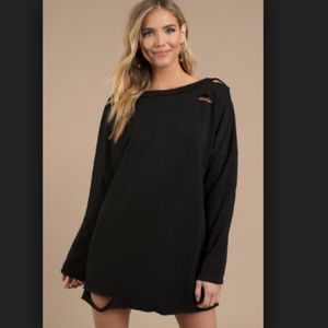 NWT Off Shoulder Ripped Black Sweater Dress